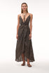 Sabina Satin Silk Midi Dress / Black & Ivory Seeds